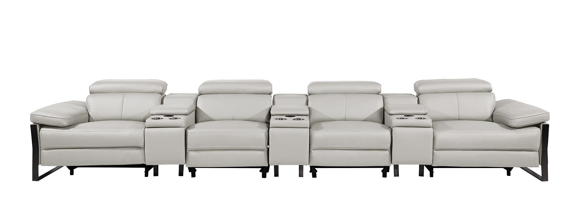 1246 Divanitalia Modular Power Triple Reclining Triple Console Sofa with Power Reclining Headrests - Top Grain Italian Leather