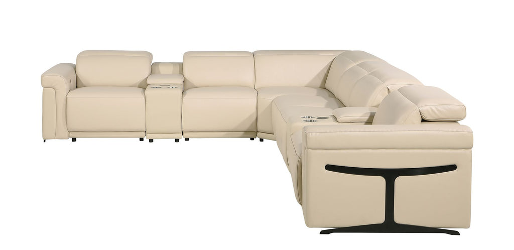 1126 Divanitalia 8-Piece L-Shaped Sectional Sofa in Top Grain Italian Leather with 4 Power Recliners & Power Headrests