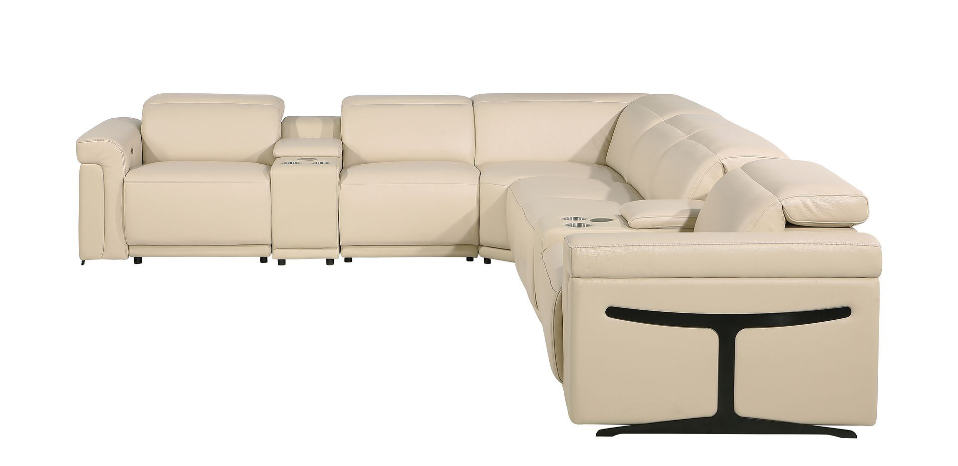 1126 Divanitalia 8-Piece L-Shaped Sectional Sofa in Top Grain Italian Leather with 4 Power Recliners & Power Headrests