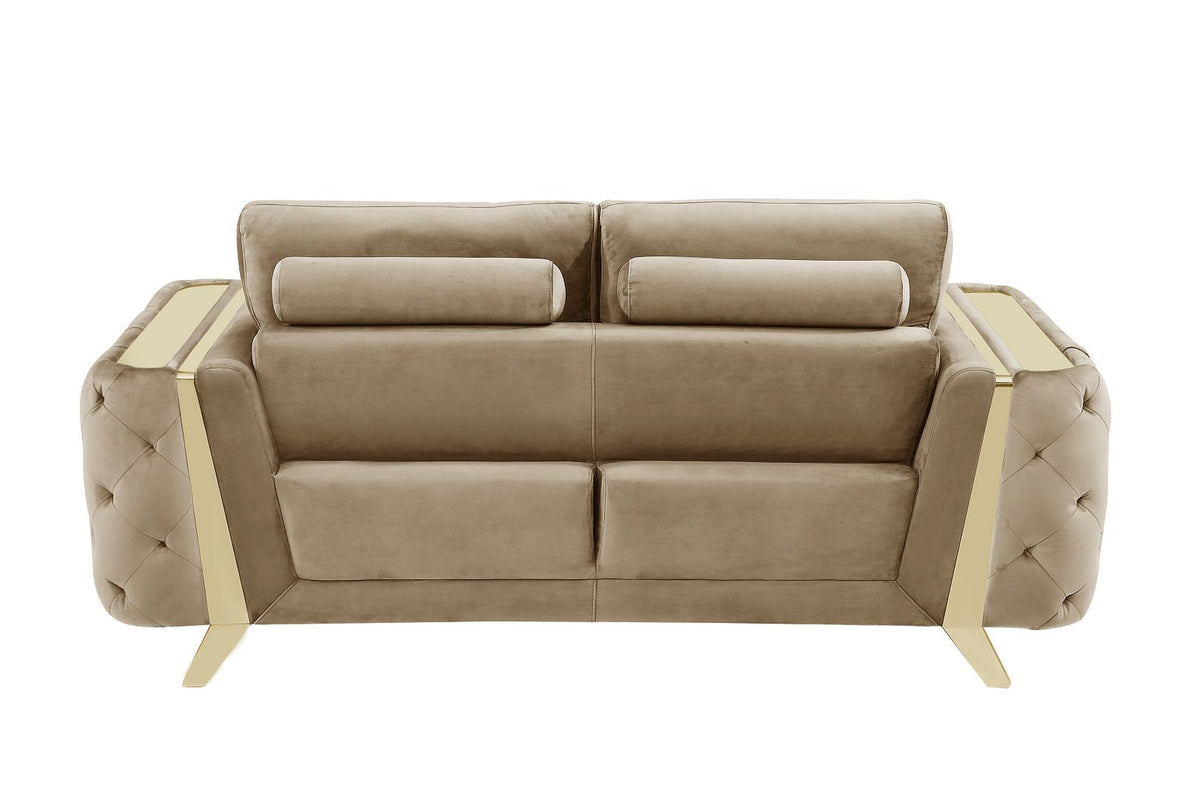 1051 Divanitalia Beige Sofa in Velvet Fabric - Cream - SKU 1051-BEIGE-S - view 4