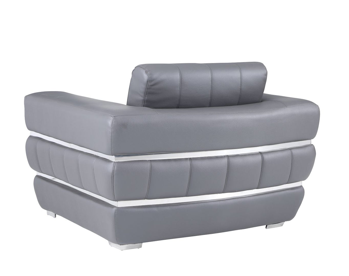 904 Divanitalia Chair in Top-grain Italian Leather - Dark Grey - SKU 904-CH-DARK GRAY - view 3