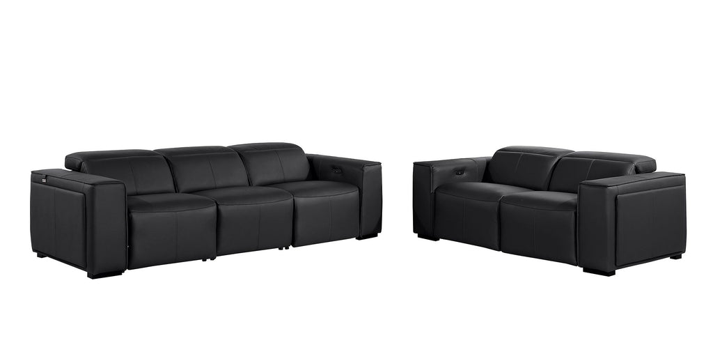 1224 Divanitalia 5-Piece Modular Power Reclining Sofa and Loveseat Set in Top Grain Italian Leather with 4 Power Recliners & Power Headrests - Black - SKU 1224-BLACK-5.4-HT-2PC - view 3
