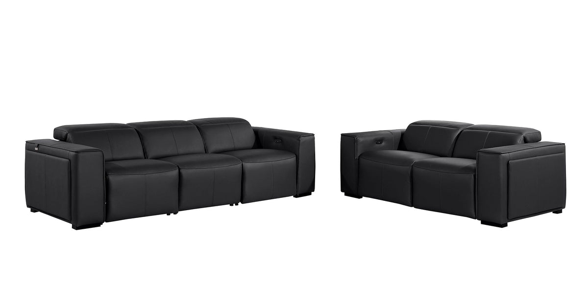 1224 Divanitalia 5-Piece Modular Power Reclining Sofa and Loveseat Set in Top Grain Italian Leather with 4 Power Recliners & Power Headrests - Black - SKU 1224-BLACK-5.4-HT-2PC - view 3