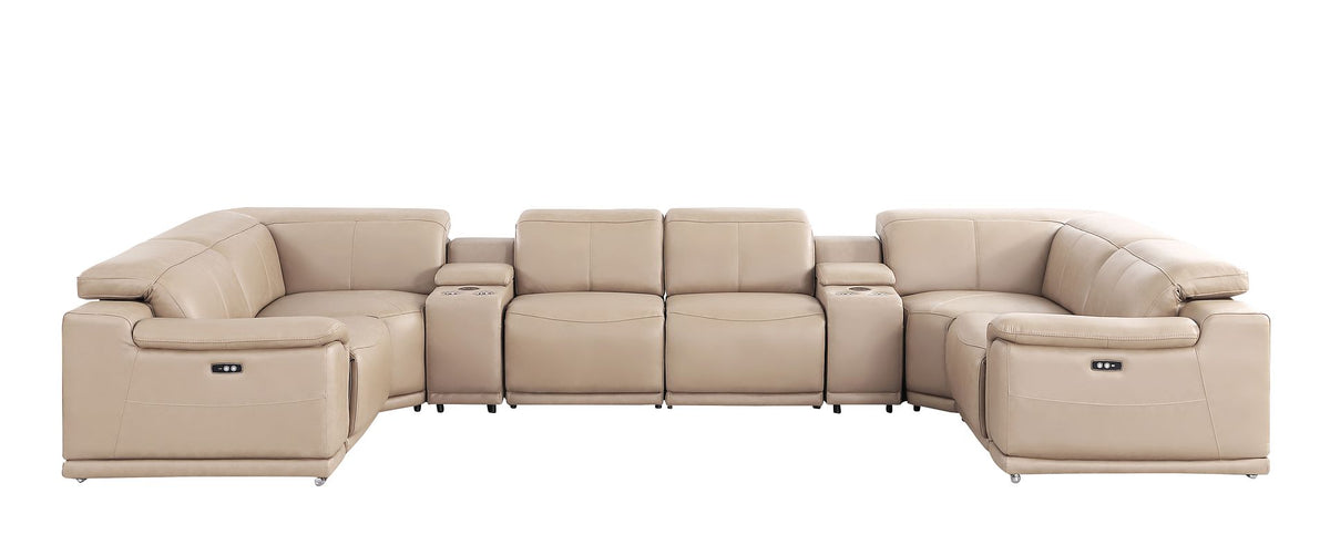 2679 8-Piece U-Shaped Power Reclining Sectional Sofa in Genuine Leather - 2 Recliners - Beige - SKU 2679-BEIGE-8PC-2PWR-U-SECT - view 3