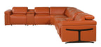 1126 Divanitalia 8-Piece L-Shaped Sectional Sofa in Top Grain Italian Leather with 4 Power Recliners & Power Headrests
