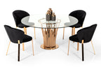 Paxton Modern Round Glass & Rosegold Dining Table