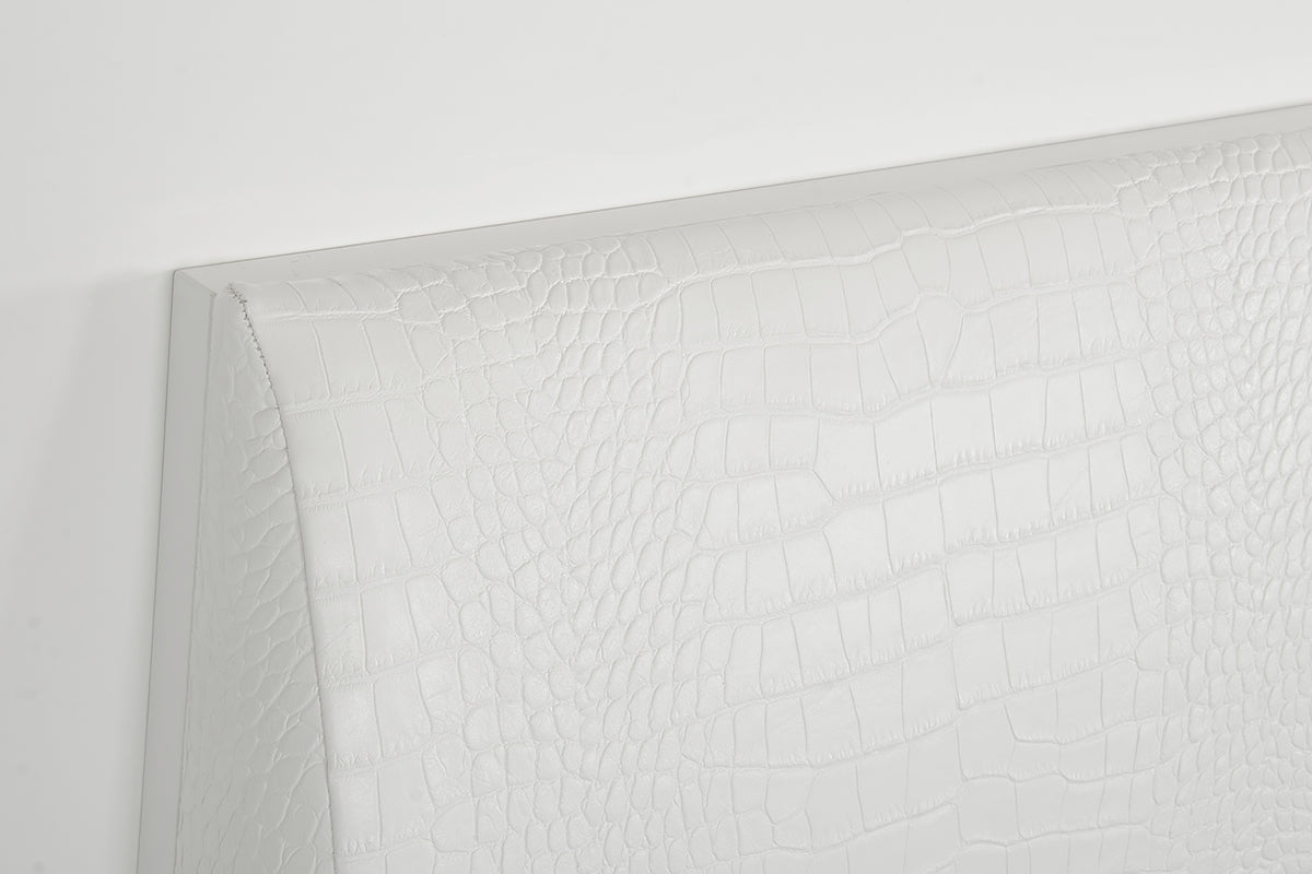 Queen Monza Italian Modern White Bed
