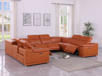9762 Divanitalia 8-Piece U-Shaped Top Grain Italian Leather Sectional Sofa with 4 Power Recliners