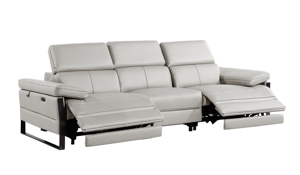 1246 Divanitalia Modular Power Dual Reclining Sofa and Loveseat Set with Power Headrests - Top Grain Italian Leather - Light Grey - SKU 1246-LT-GREY-5.4-HT-2PC - view 7