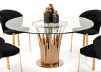 Paxton Modern Round Glass & Rosegold Dining Table