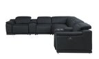 9762 Divanitalia 8-Piece L-Shaped Top Grain Italian Leather Sectional Sofa with 4 Power Recliners
