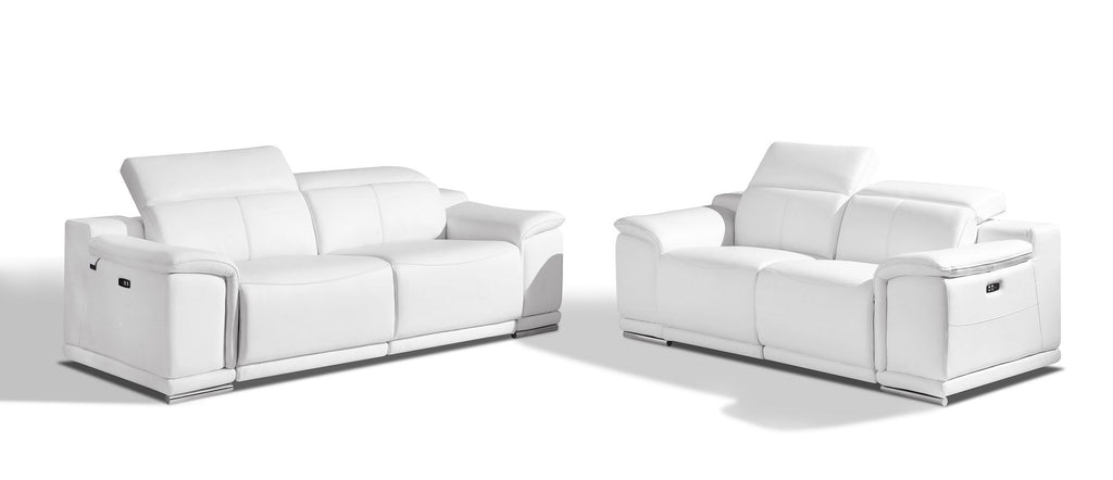9762 Divanitalia Top Grain Italian Leather Power Reclining Sofa and Loveseat Set with Adjustable Headrests - White - SKU 9762-POWER-WHITE 2PC (S/L) - GROUP - view 2