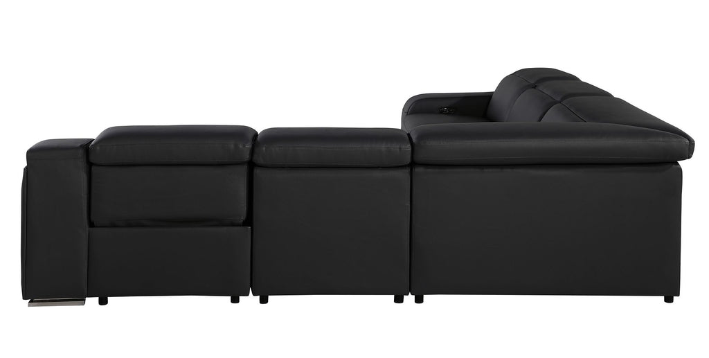 1116 Divanitalia 5-Piece L-Shaped Sectional Sofa in Top Grain Italian Leather with 3 Power Recliners & Power Headrests - Black - SKU 1116-BLACK-5PC-3PWR-SECTIONAL- GROUP - view 5