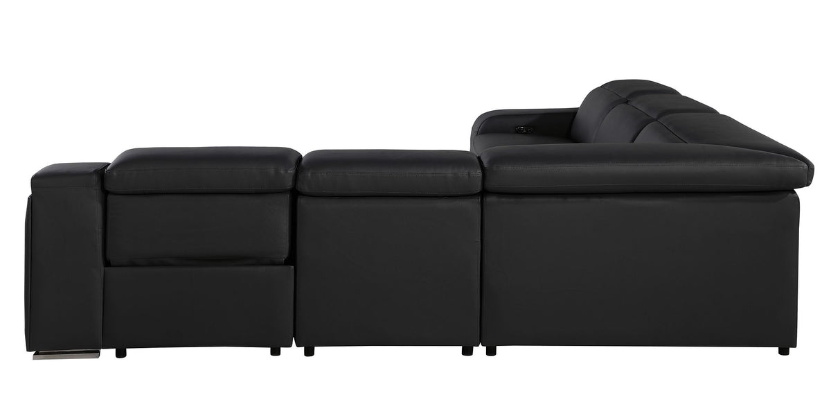 1116 Divanitalia 5-Piece L-Shaped Sectional Sofa in Top Grain Italian Leather with 3 Power Recliners & Power Headrests - Black - SKU 1116-BLACK-5PC-3PWR-SECTIONAL- GROUP - view 5