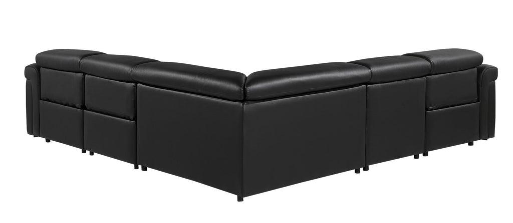 1126 Divanitalia 5-Piece L-Shaped Sectional Sofa in Top Grain Italian Leather with 3 Power Recliners & Power Headrests - Black - SKU 1126-BLACK-SEC-5PC-3PWR-SECTIONAL- GROUP - view 6