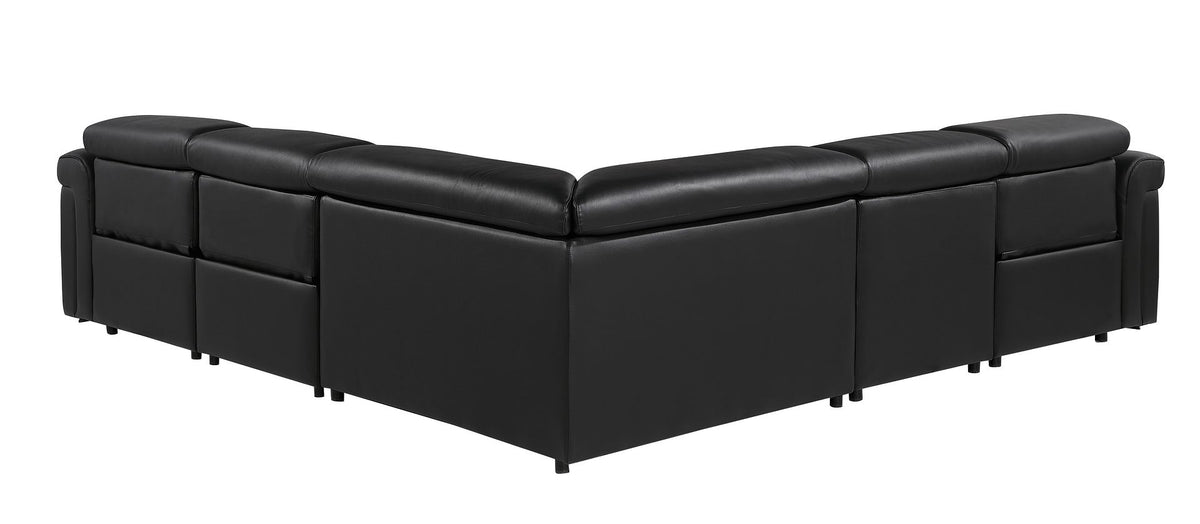 1126 Divanitalia 5-Piece L-Shaped Sectional Sofa in Top Grain Italian Leather with 3 Power Recliners & Power Headrests - Black - SKU 1126-BLACK-SEC-5PC-3PWR-SECTIONAL- GROUP - view 6