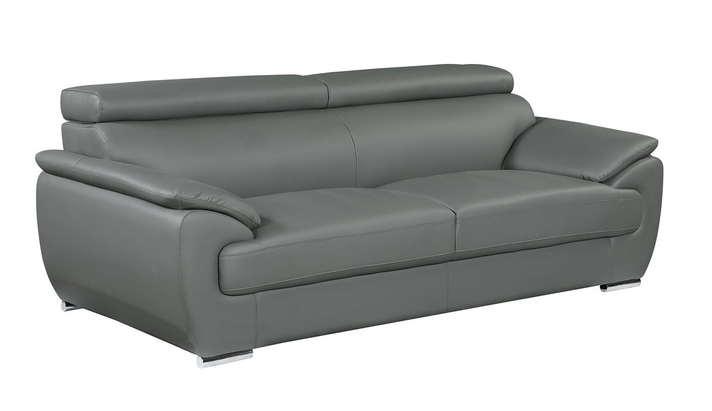4571 Modern Genuine Leather 3-Piece Sofa Set - Dark Grey - SKU 4571-LV GRAY 3PC (S/L/C) - GROUP - view 4