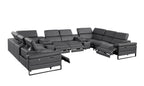 1246 Divanitalia 10-Piece U-Shaped Modular Power Reclining Sectional Sofa with 4 Power Recliners and Power Headrests - Top Grain Italian Leather