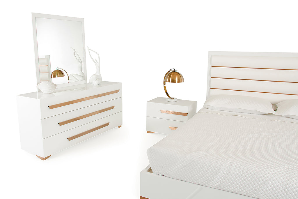 Juliet Italian Modern White & Rosegold Mirror