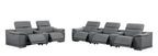 2679 Power Reclining Sofa and Loveseat in Genuine Leather - 5 Recliners with Power Headrests & 3 Consoles - Dark Grey - SKU 2679-DK-GRAY-8.5-HT-2PC - view 5