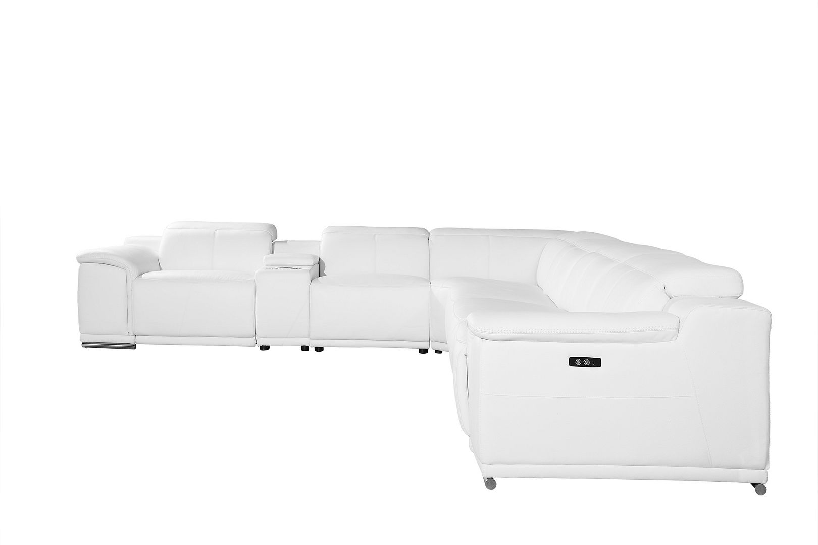 9762 Divanitalia 8-Piece L-Shaped Top Grain Italian Leather Sectional Sofa with 3 Power Recliners