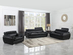 4571 Modern Genuine Leather 3-Piece Sofa Set - Black - SKU 4571-LV BLACK 3PC (S/L/C) - GROUP