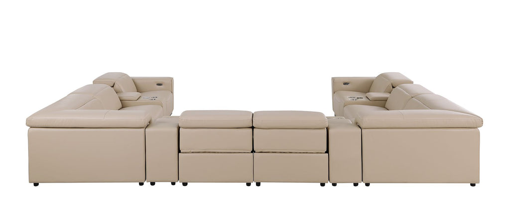 1208 12 Piece U-Shaped Leather Sectional Sofa with 4 Power Recliners & Power Headrest