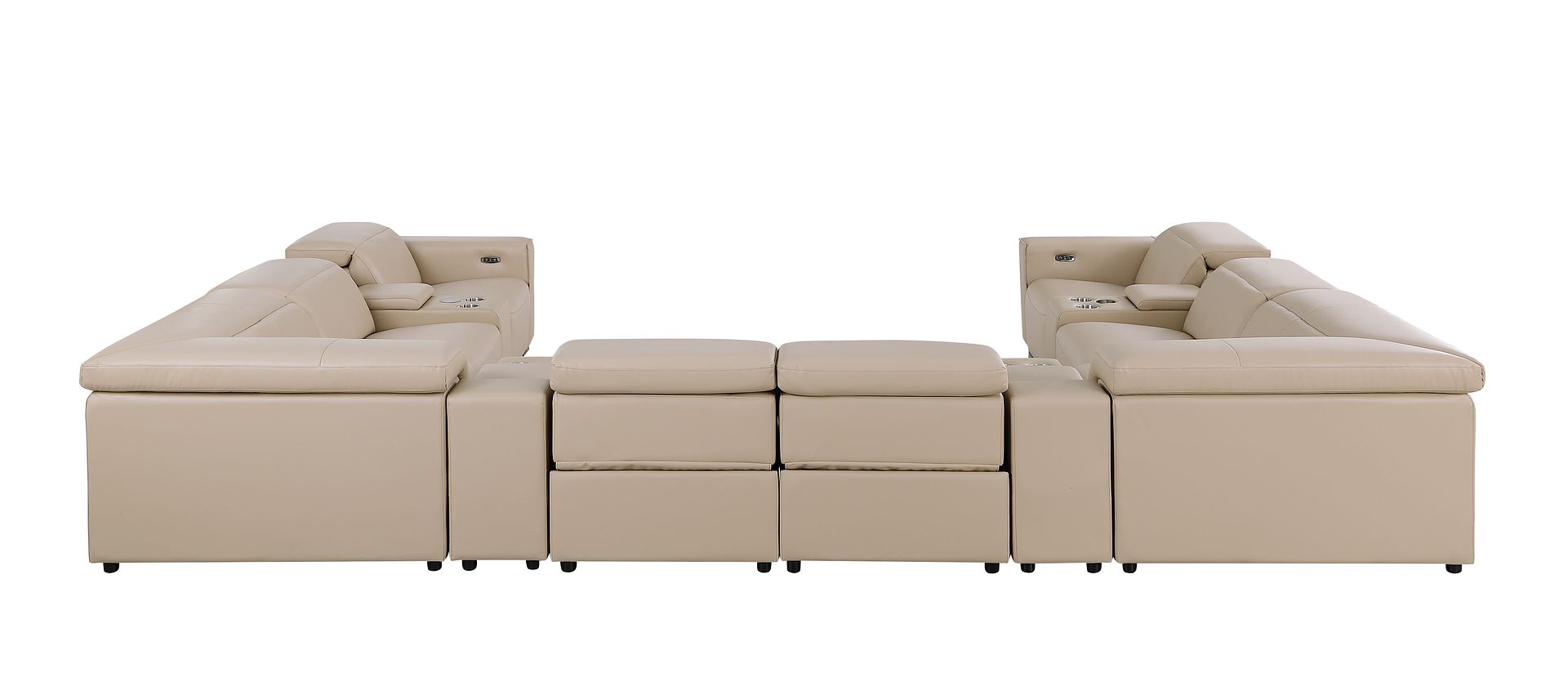 1208 12 Piece U-Shaped Leather Sectional Sofa with 4 Power Recliners & Power Headrest