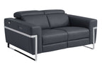 990 Divanitalia Power Reclining 2-Piece Sofa Set with Power Headrest in Top-grain Italian Leather - Dark Grey - SKU 990-DK-GRAY-2PC - view 7