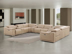 2679 12-Piece U-Shaped Power Reclining Sectional Sofa in Genuine Leather - 4 Recliners - Beige