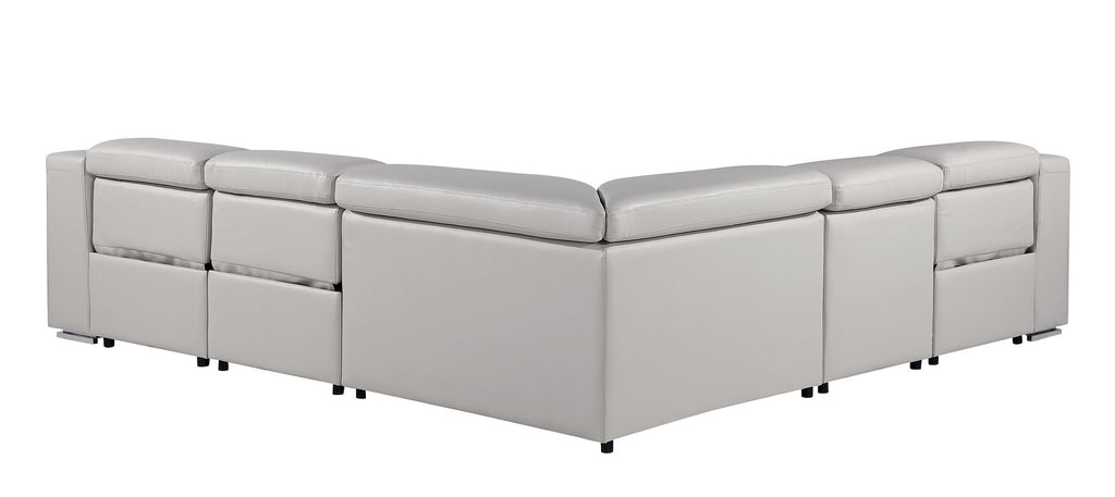 1116 Divanitalia 5-Piece L-Shaped Sectional Sofa in Top Grain Italian Leather with 3 Power Recliners & Power Headrests - Light Grey - SKU 1116-LT-GREY-5PC-3PWR-SECTIONAL- GROUP - view 5