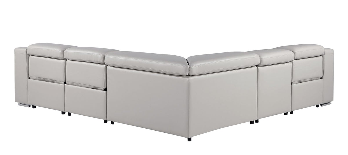 1116 Divanitalia 5-Piece L-Shaped Sectional Sofa in Top Grain Italian Leather with 3 Power Recliners & Power Headrests - Light Grey - SKU 1116-LT-GREY-5PC-3PWR-SECTIONAL- GROUP - view 5