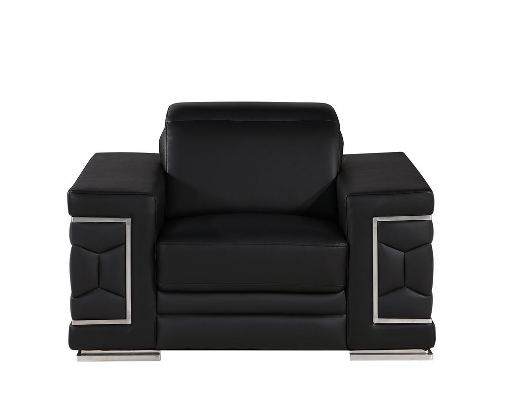 296 Modern Genuine Leather Chair - Black - SKU 296-BLACK-CH