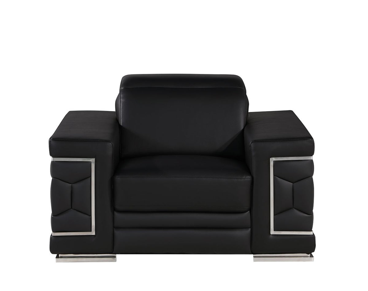 296 Modern Genuine Leather Chair - Black - SKU 296-BLACK-CH
