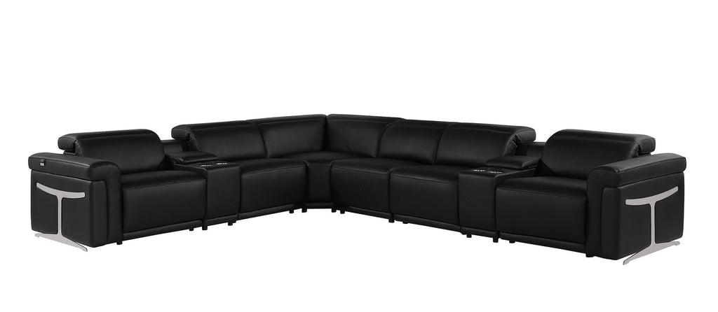 1126 Divanitalia 8-Piece L-Shaped Sectional Sofa in Top Grain Italian Leather with 4 Power Recliners & Power Headrests