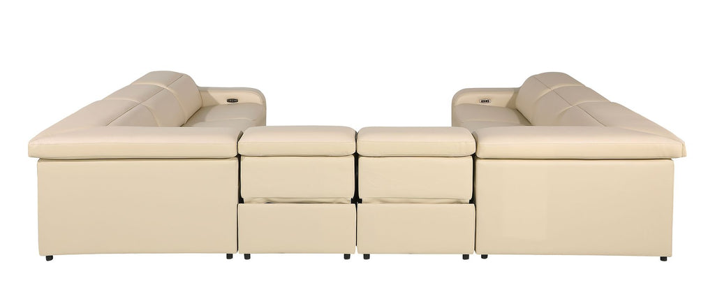 1116 Divanitalia 8-Piece U-Shaped Sectional Sofa in Top Grain Italian Leather with 4 Power Recliners & Power Headrests - Beige - SKU 1116-BEIGE-8PC-4PWR-U-NC-SECTIONAL-GROUP - view 6