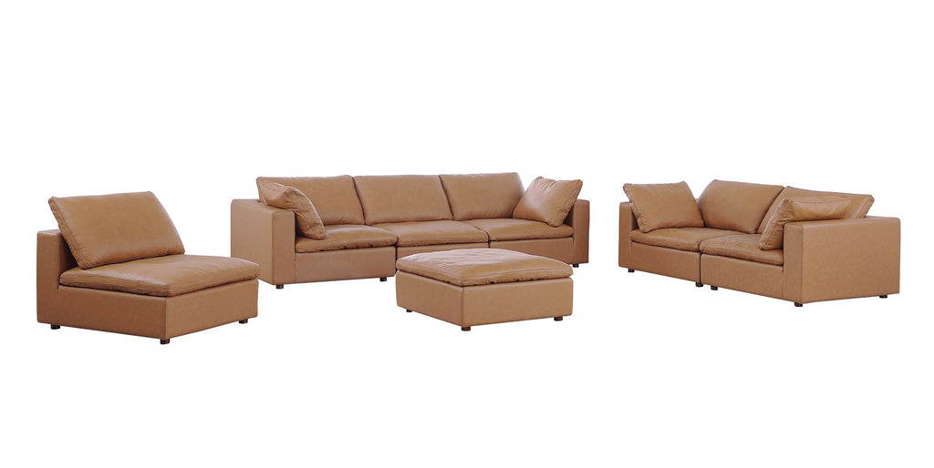 1100 Divanitalia 3-Piece Sofa Set with Ottoman - Top-grain Italian Leather