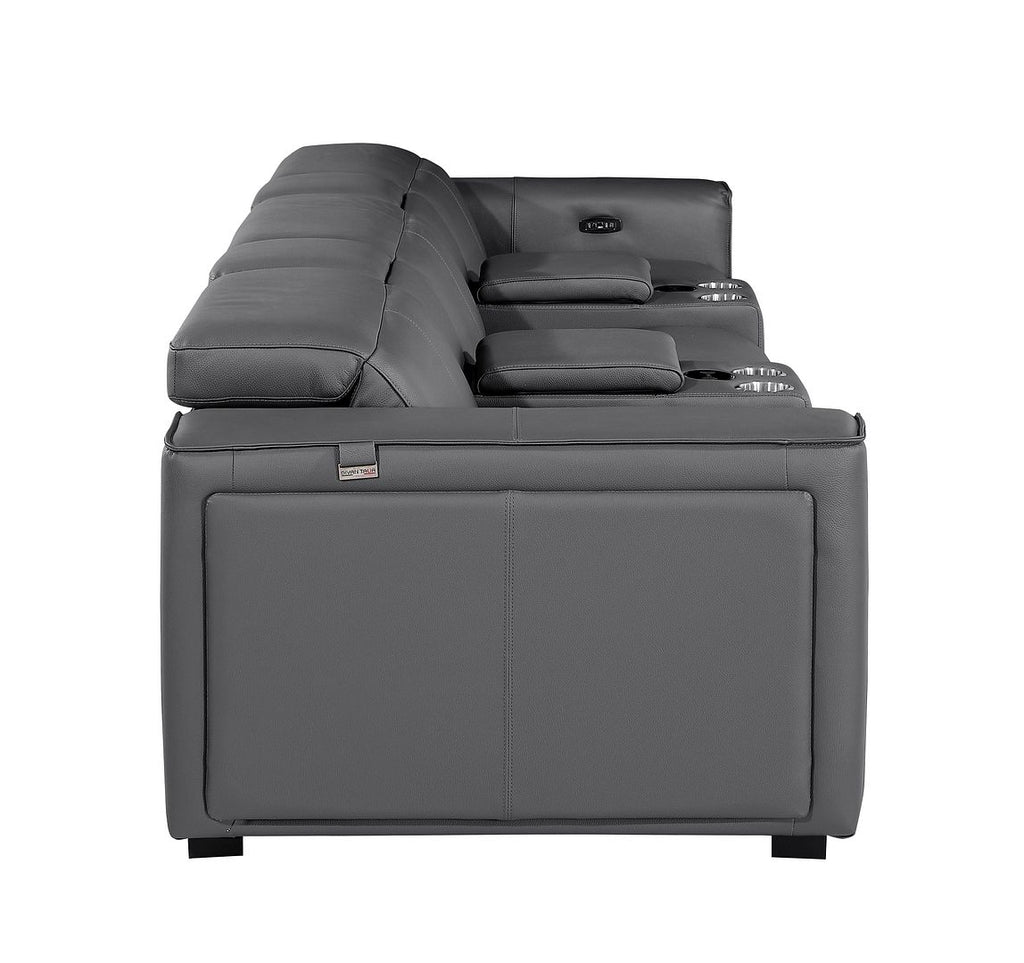 1224 Divanitalia 5-Piece Modular Power Reclining Sofa in Top Grain Italian Leather with 3 Power Recliners & Power Headrests - Dark Grey - SKU 1224-DK-GREY-5.3-HT - view 6