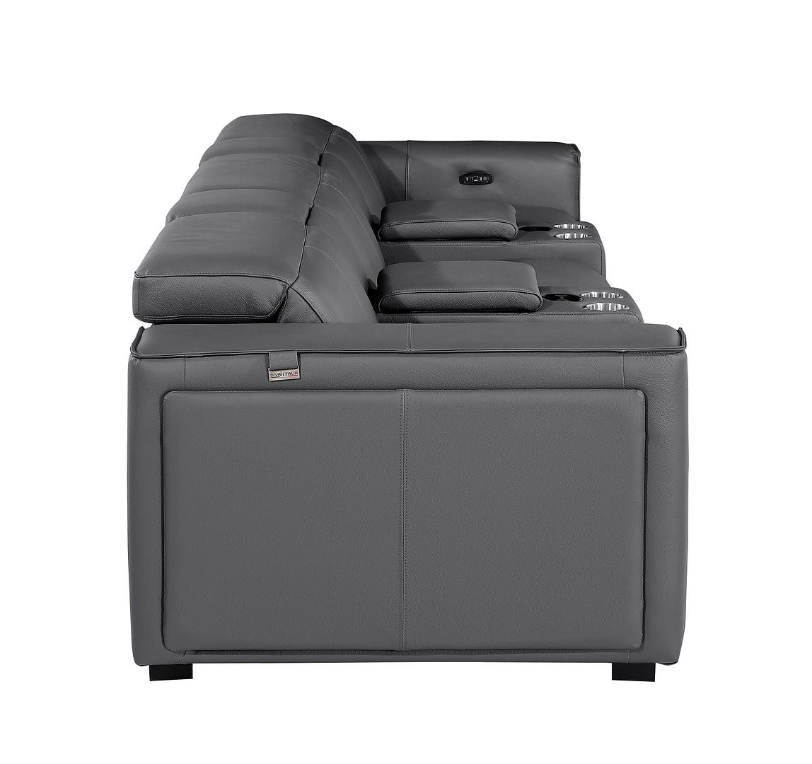 1224 Divanitalia 5-Piece Modular Power Reclining Sofa in Top Grain Italian Leather with 3 Power Recliners & Power Headrests - Dark Grey - SKU 1224-DK-GREY-5.3-HT - view 6