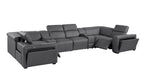 1224 Divanitalia 8-Piece U-Shaped Sectional Sofa in Top Grain Italian Leather with 2 Power Recliners & Power Headrests - Dark Grey - SKU 1224-DK-GREY-8PC-2PWR-U-SECTIONAL - view 5
