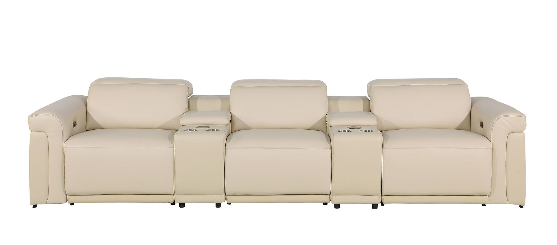 1126 Divanitalia 5-Piece Modular Power Reclining Sofa in Top Grain Italian Leather with 3 Power Recliners & Power Headrests