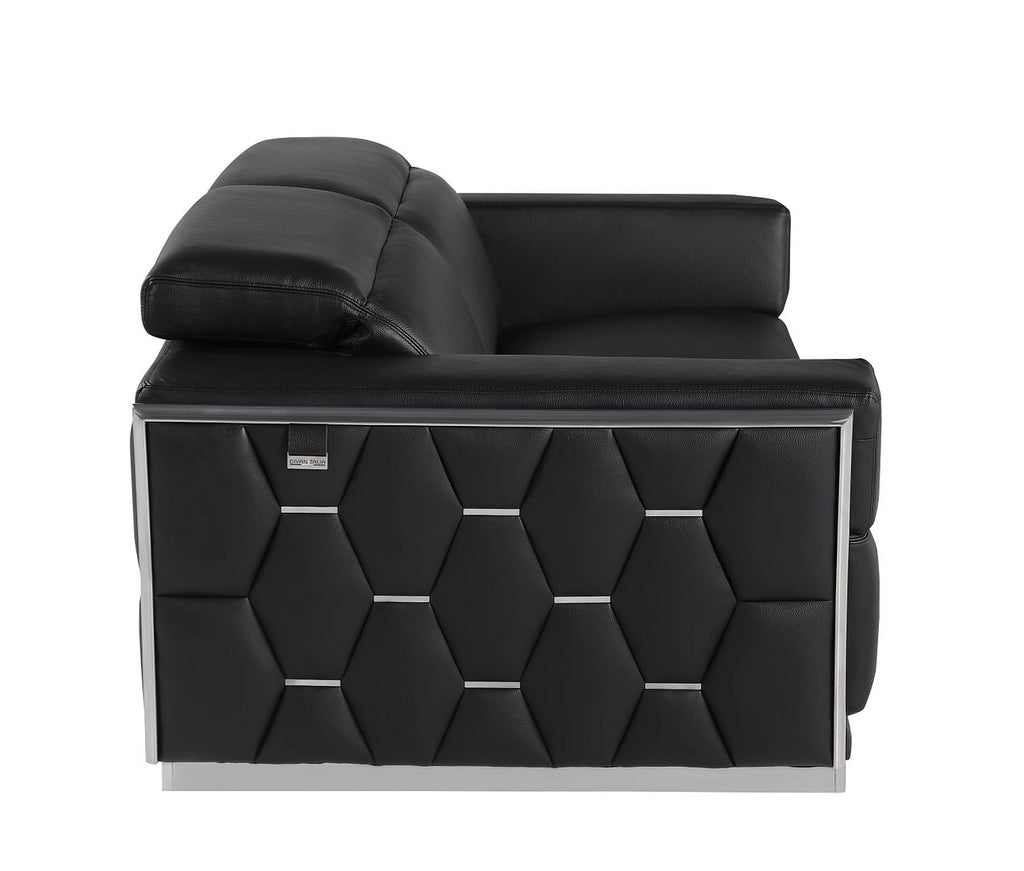 1111 Divanitalia Sofa with Adjustable Headrest in Top-grain Italian Leather - Black - SKU 1111-BLACK-S - view 5