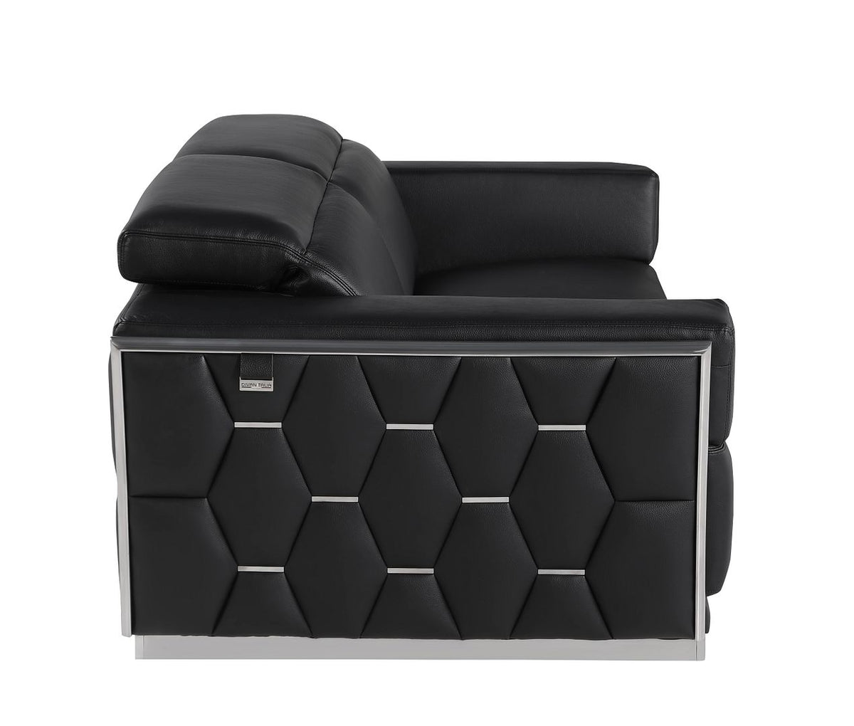 1111 Divanitalia Sofa with Adjustable Headrest in Top-grain Italian Leather - Black - SKU 1111-BLACK-S - view 5
