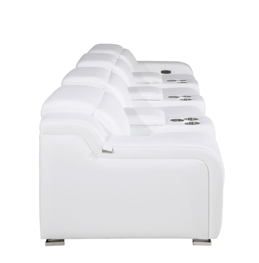 1116 Divanitalia 7-Piece Modular Power Reclining Sofa in Top Grain Italian Leather with 4 Power Recliners & Power Headrests - White - SKU 1116-WHITE-S-7.4-HT - view 11