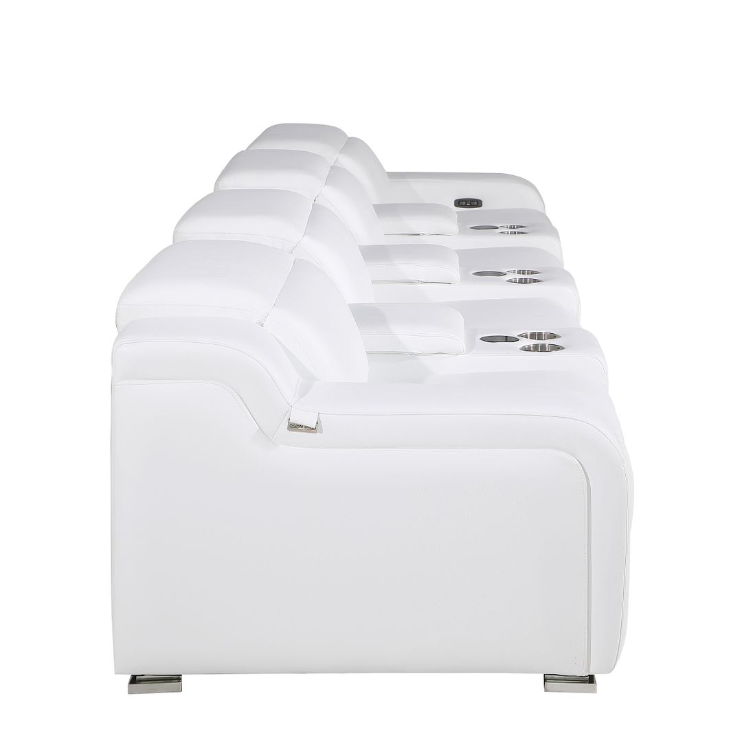1116 Divanitalia 7-Piece Modular Power Reclining Sofa in Top Grain Italian Leather with 4 Power Recliners & Power Headrests - White - SKU 1116-WHITE-S-7.4-HT - view 11