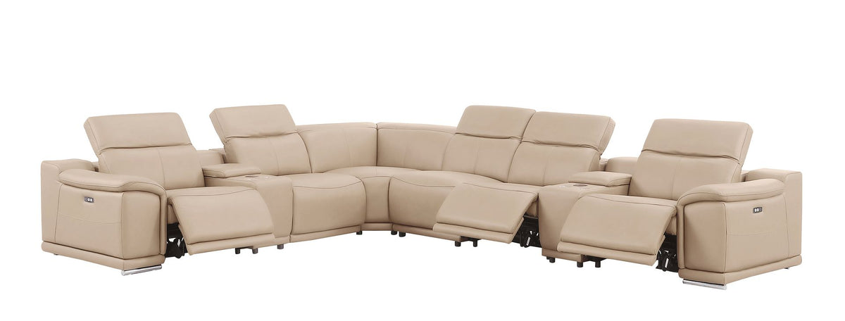 2679 8-Piece L-Shaped Power Reclining Sectional Sofa in Genuine Leather - 3 Recliners - Beige - SKU 2679-BEIGE-8PC-3PWR-L-SECT - view 4