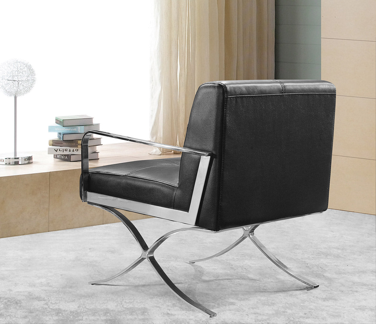 Delano Modern Black Leather Lounge Chair