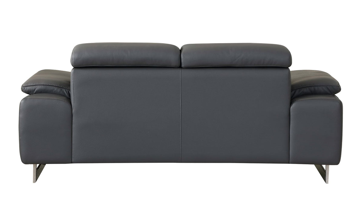 636 Divanitalia Loveseat with Adjustable Headrest in Top-grain Italian Leather - Dark Grey - SKU 636-L-DARK GRAY - view 4