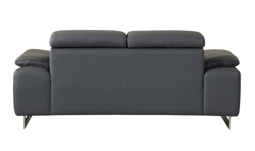 636 Divanitalia Dark Gray Loveseat with Adjustable Headrest in Top-grain Italian Leather
