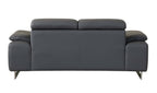 636 Divanitalia Dark Gray Loveseat with Adjustable Headrest in Top-grain Italian Leather